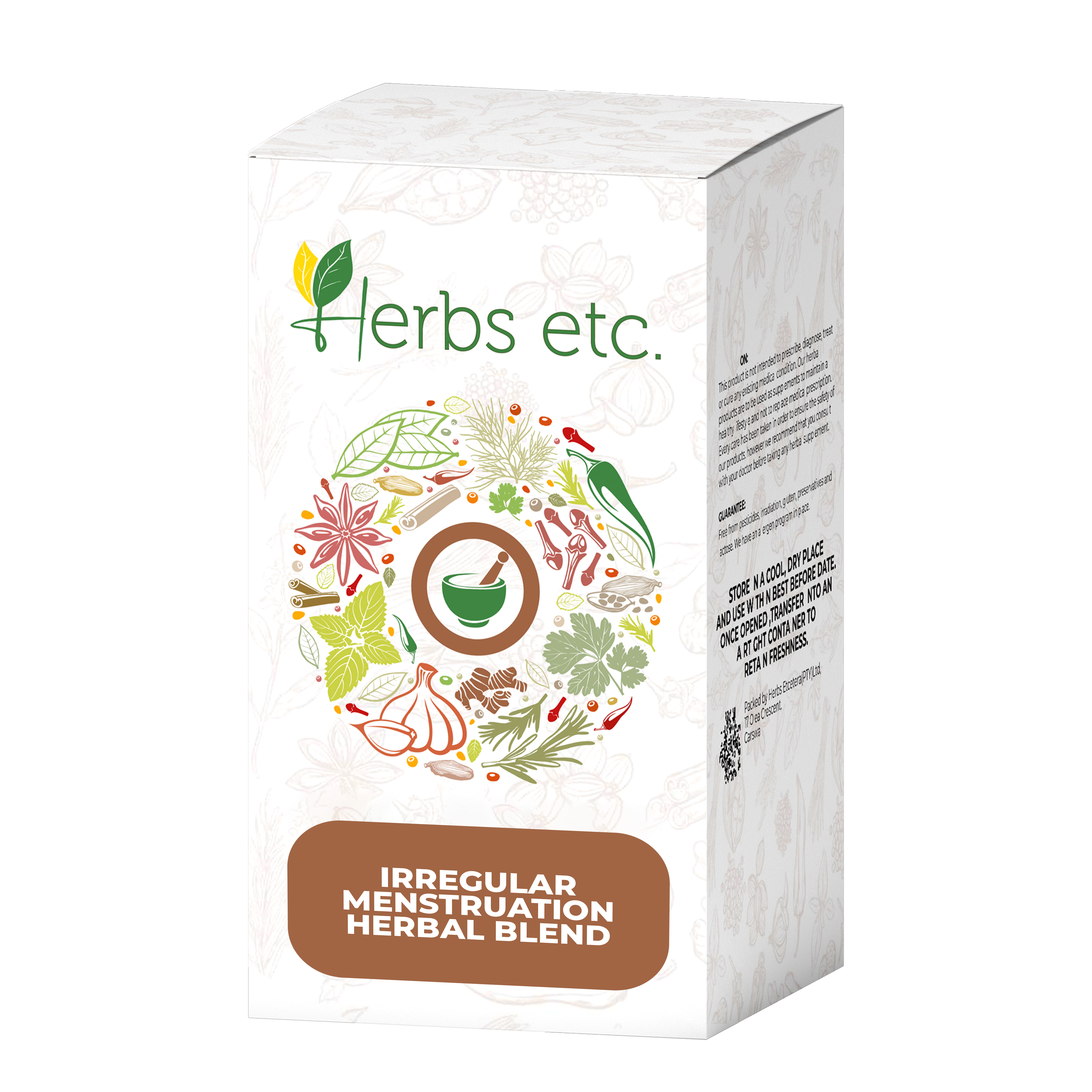 The blend helps to regulate an irregular mentsrual cycle -Metrorrhagia is bleeding at irregular intervals, particularly between expected menstrual periods. Amenorrhea is the absence of menstruation. Oligomenorrhea refers to infrequent menstrual periods. Hypomenorrhea refers to light periods.